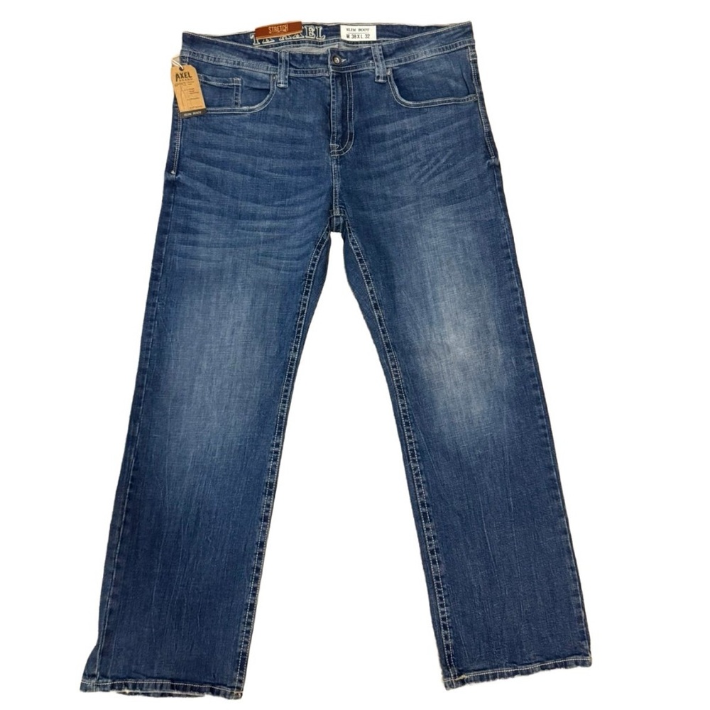 AXEL JEANS Men’s Slim Bootcut Stretch Jeans 38x32 Medium Wash Blue NWT